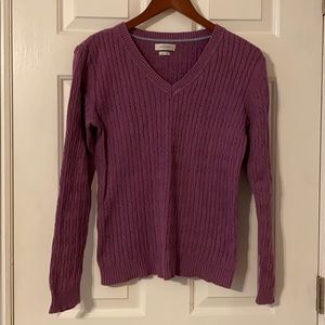 VanHeusen V-neck cable sweater orchid cotton M